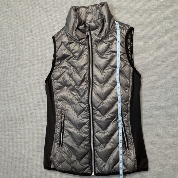 Calvin Klein Performance Womens Metallic Gray Puffer Vest Full Zip Size Small - Picture 13 of 15